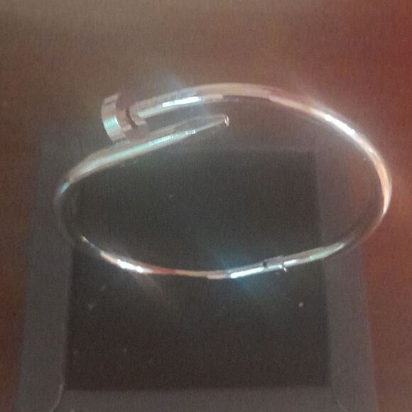 Unisex Silvertone "Nail" Bracelet...NEW - Picture 1 of 13